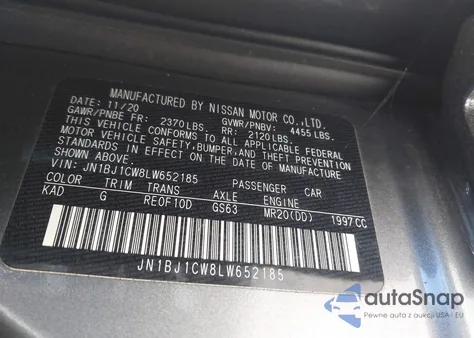 2020 Nissan Rogue Sport S Awd Xtronic Cvt from USA, damaged, VIN JN1BJ1CW8LW652185